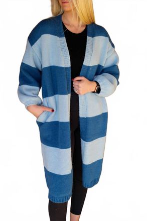 Promesa Womens Striped Open Front Cardigan In Blue