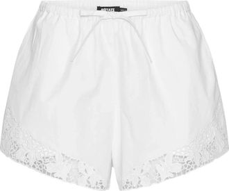 Rotate Rotate Birger Christensen - Shorts met trekkoord en kant - Dames - Korte broeken - Wit - Maat: L Katoen