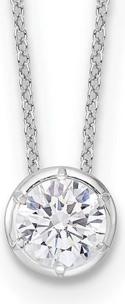 Diamond2Deal 14k White Gold 1 Ct Lab Grown Diamond Solitaire Slide Pendant Necklace 18