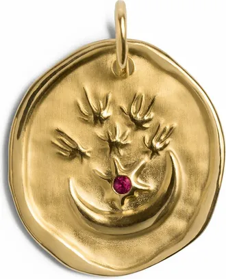 Monica Vinader Birthstone Coin Pendant in 18K Gold Vermeil/ruby at Nordstrom