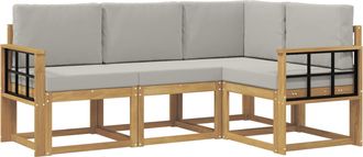 vidaXL Conjunto De Sof&aacute;s De Exterior 4 Uds. Blanco Y Gris Claro Vidaxl
