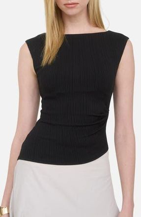 Blu Pepper Ribbed Ruched Top in Black at Nordstrom Rack, Size Medium
