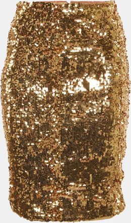 Alice & Olivia Alice + Olivia Gold Sequin Ramos Pencil Skirt