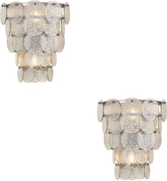 Loops 2 PACK Antique Silver Tiered Mercury Glass Wall Light Fitting - Ornate Detailing