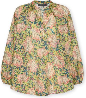 Elena Miro Printed Cotton Muslin Blouse - Dames - Blouses - Geel - XS - Katoen - Overhemden