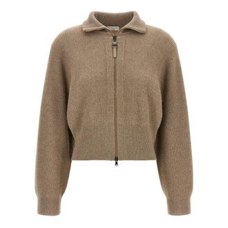Brunello Cucinelli Dames, Truien, Bruin, Maat: S Leer