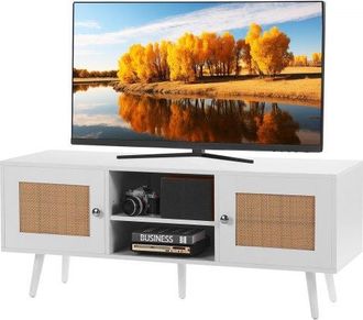 OEM Rattan-tv-st&auml;nder, Fernsehschrank Boho-tv-schrank F&uuml;r 140 Cm Fernseher, Retro-tv-st&auml;nder, Rattan-tv-konsole Mit Verstellbaren Regalen & 2 T&uuml;ren, F&uuml;r W