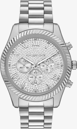 Michael Kors Oversized Lexington Pav&eacute; Silver-Tone Watch