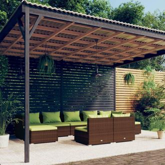 vidaXL 9 Pcs Garden Lounge Set Con Coj&iacute;n Mimbre Pe Brown