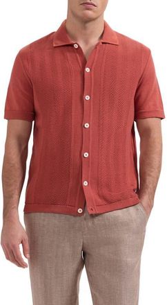 Bugatchi Short Sleeve Cardigan in Sienna at Nordstrom, Size Xx-Large