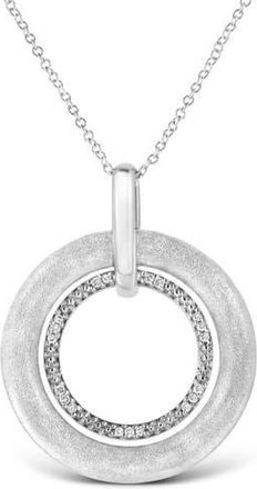 House of Brilliance Silver Prong-Set Diamond Accent Satin Finished Double Circle Pendant Necklace in White at Nordstrom