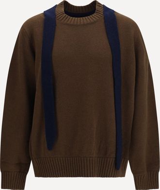 sacai Cardigan in maglia di lana con sciarpa integrata Man 2