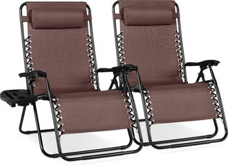 Best Choice Products Set of 2 Extra Wide Zero Gravity Lounge Chair Recliners w/ Cup Holder
