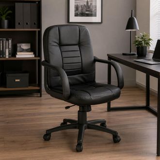Dmora Dmora - Silla De Oficina Dmelar, Silla Ejecutiva Con Reposabrazos, Silla De Oficina Ergon&oacute;mica, Negro, 56x59h88/99 Cm
