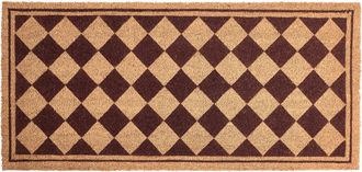 Beliani Felpudo De Fibra De Coco Antideslizante 55 X 120 Cm Con Base De Pvc Motivo A Cuadros Beige Y Rojo Cardona