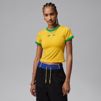 Nike Jordan Womens Jordan Graphic Brazil Crewneck Shirt in Yellow | IF3926-741