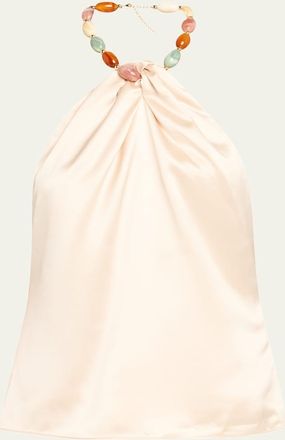 Retrof&ecirc;te Milani Beaded Satin Halter Top