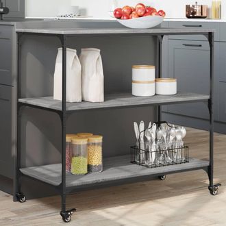 vidaXL Vidaxl - Carrito De Cocina Madera Ingenier&iacute;a Gris Sonoma 102x50x95 Cm