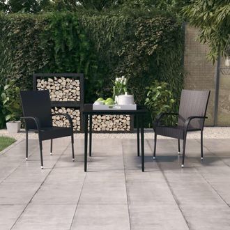 vidaXL Juego De Comedor Para Jard&iacute;n 3 Piezas Negro Vidaxl