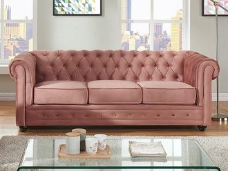 Vente-Unique Divano CHESTERFIELD 3 posti in velluto Rosa cipria