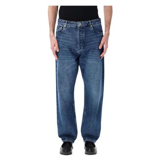 STUDIO NICHOLSON Straight Jeans, male, Blue, Size: XL Riso Straight Jeans