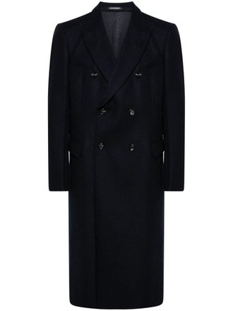 Emporio Armani double-breasted coat - men - Polyester/Cotton/Virgin Wool/Acetate - 52 - Black