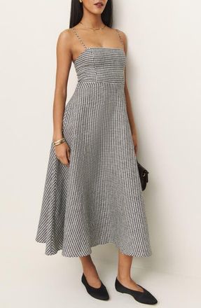 Reformation Monette Linen Maxi Dress in Remy Check at Nordstrom, Size 10