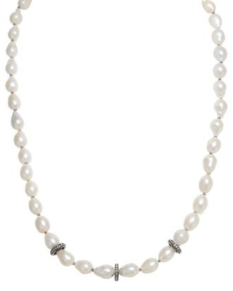 Margo Morrison Silver 0.57 Ct. Tw. Diamond & 7-8Mm Pearl Necklace