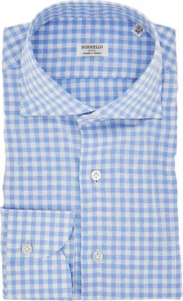Borriello Check cotton and linen shirt Man 44