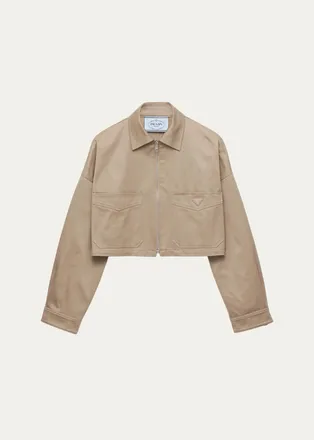 Prada Logo-Detail Cotton Crop Jacket