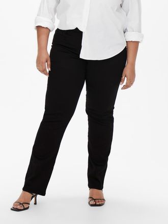 Only Carmakoma Gerade Jeans ONLY CARMAKOMA CARAUGUSTA HW STRAIGHT, Damen, Gr. 42, L&auml;nge 32, schwarz (schwarz, denim), Denim/Jeans, Obermaterial: 69% Baumwolle, 29% P