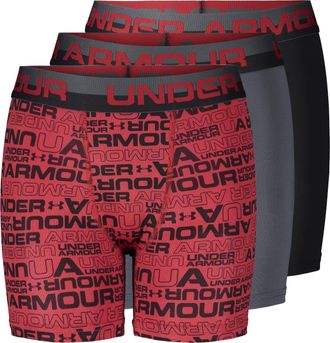 Under Armour Boys Performance Boxer Briefs, Lightweight & Smooth Stretch Fit Underwear, Pitch Gray, XL (Pack of 3)