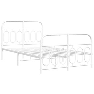Berkfield Home Metal Bed Frame without Mattress with Footboard White 120x190cm | Size: 120x190 cm