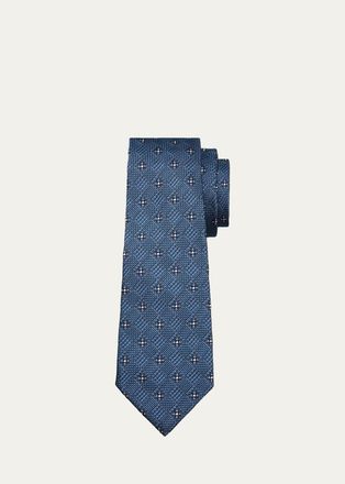 Ermenegildo Zegna Mens Geometric Glen Plaid Silk Tie