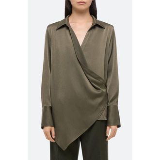 Helmut Lang Relax Faux Wrap Shirt in Olive - F0X at Nordstrom Rack, Size X-Large