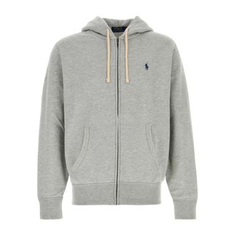 Polo Ralph Lauren Zip-throughs, male, Gray, Size: XL Cotton Sweatshirt