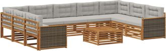 vidaXL Conjunto De Sof&aacute;s De Exterior 10 Uds. Natural Y Gris Claro Vidaxl