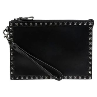 Valentino Pre-owned Clutches, female, Black, Size: ONE SIZE Pre-owned Rockstud Strap Clutch