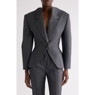 Givenchy Slashed Stretch Wool Blend Jacket in Grey Mix at Nordstrom, Size 10 Us