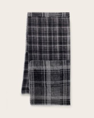 AllSaints Womens Cotton Rumi checked scarf, Size: 35x48inch