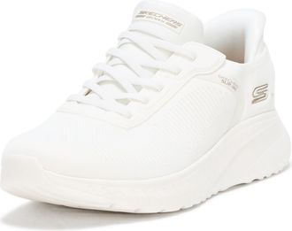 Skechers Womens Bobs Squad Chaos Current Muse Slip-On Sneakers, Off White Textile, 4.5 UK Wide