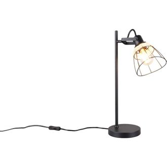 Trio Leuchten Lampada da tavolo, rattan e metallo, naturale e nero, H 50 cm, Jerome