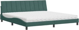 vidaXL Vidaxl - Cama Con Colch&oacute;n Terciopelo Verde Oscuro 200x200 Cm