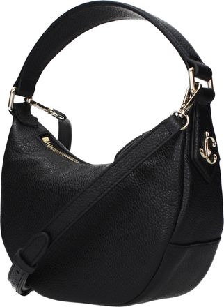 Jimmy Choo London Womens Pebbled Leather Shoulder Bag Black