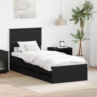 vidaXL Estructura De Cama Negro 75 X 190 Cm Madera Ingenieril Vidaxl