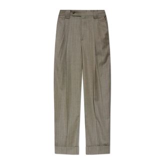 Versace Suit Trousers, male, Gray, Size: XL Pinstripe Wool Twill Oversized Pants