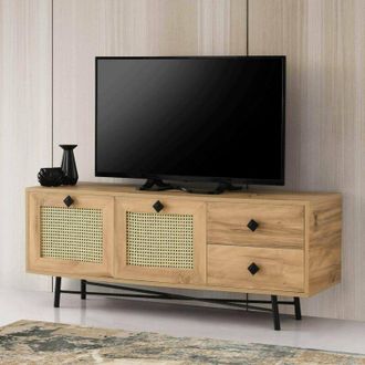 Dmora Mueble De Televisi&oacute;n Dmarchin, Aparador De Sal&oacute;n, Mueble Bajo Para Tv, Base De Pared Equipada, 140x40h60 Cm, Roble Y Negro - Dmora