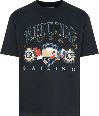 Rhude T-Shirts, male, Black, M, USA Sailing Icon Tee