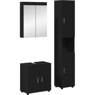 vidaXL Bathroom Furniture Set with Shelf TULUM Black Engineered Wood vidaXL