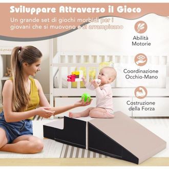 Costway Costway - Set di 2 Blocchi per Gattonare e Arrampicare per Neonati e Bambini, Set di Blocchi di Schiuma Morbida per Gioco Attivo Interno, Set di